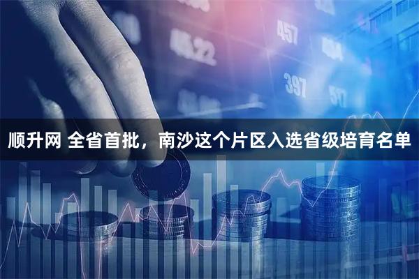 顺升网 全省首批,南沙这个片区入选省级培育名单