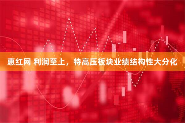 惠红网 利润至上，特高压板块业绩结构性大分化