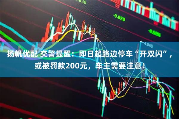 扬帆优配 交警提醒：即日起路边停车“开双闪”，或被罚款200元，车主需要注意！